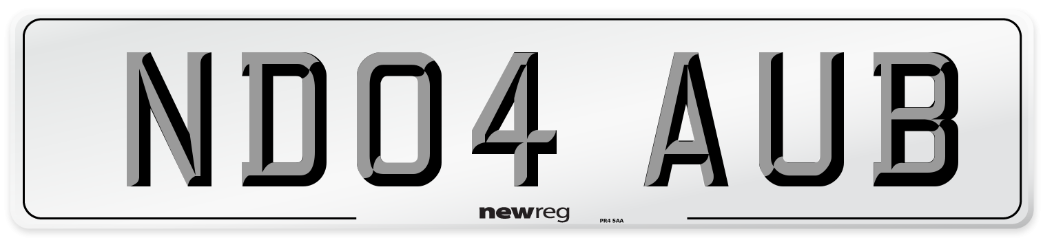 ND04 AUB Number Plate from New Reg